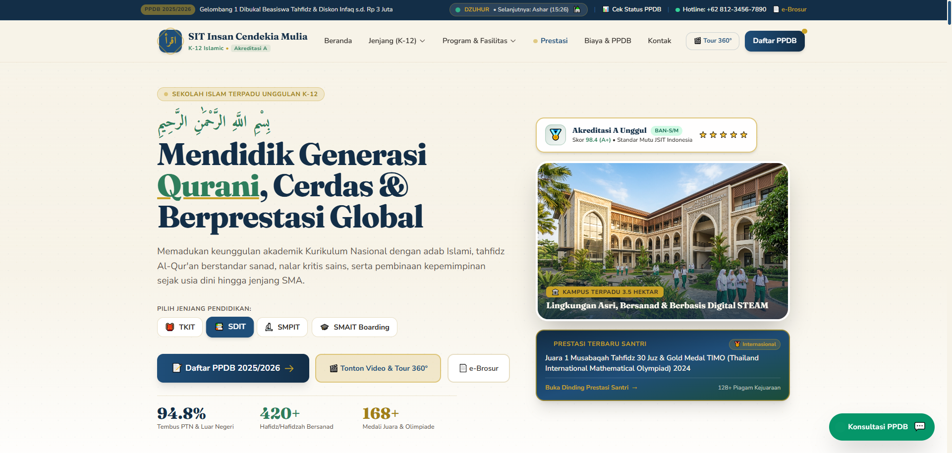Website Sekolah Islam Terpadu K-12 (TK, SD, SMP, SMA)