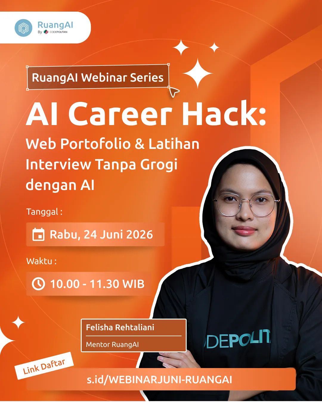 [Webinar Ekslusif]: AI Career Hack: Buat Web Portofolio & Latihan Interview Tanpa Grogi dengan AI