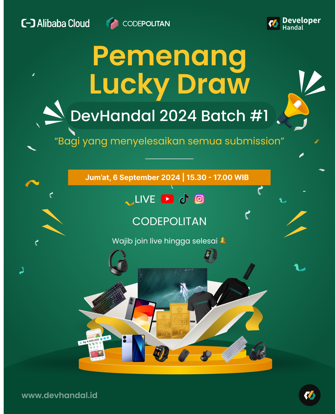 Pengumuman Lucky Draw DevHandal 2024 | Beasiswa Coding dan Sertifikasi Internasional