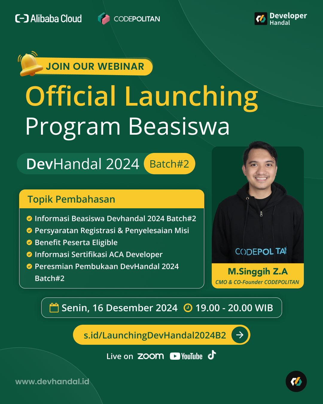 Webinar Launching Beasiswa DevHandal 2024 Batch#2