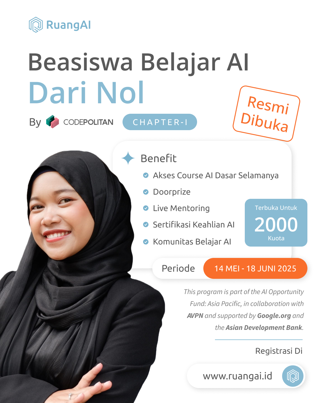 Beasiswa Belajar AI dari Nol Chapter #1 dari CODEPOLITAN Sudah Dibuka!