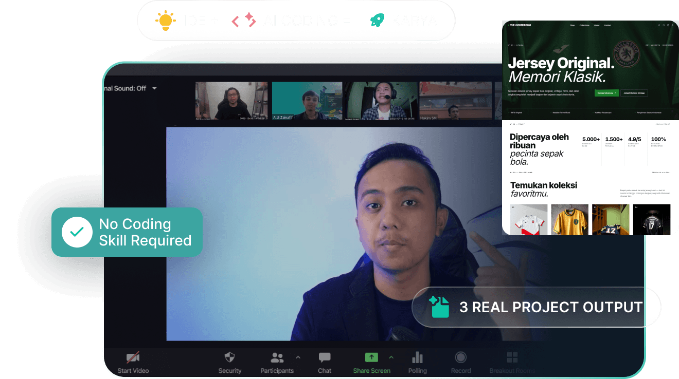 Ilustrasi builder membangun aplikasi dengan AI