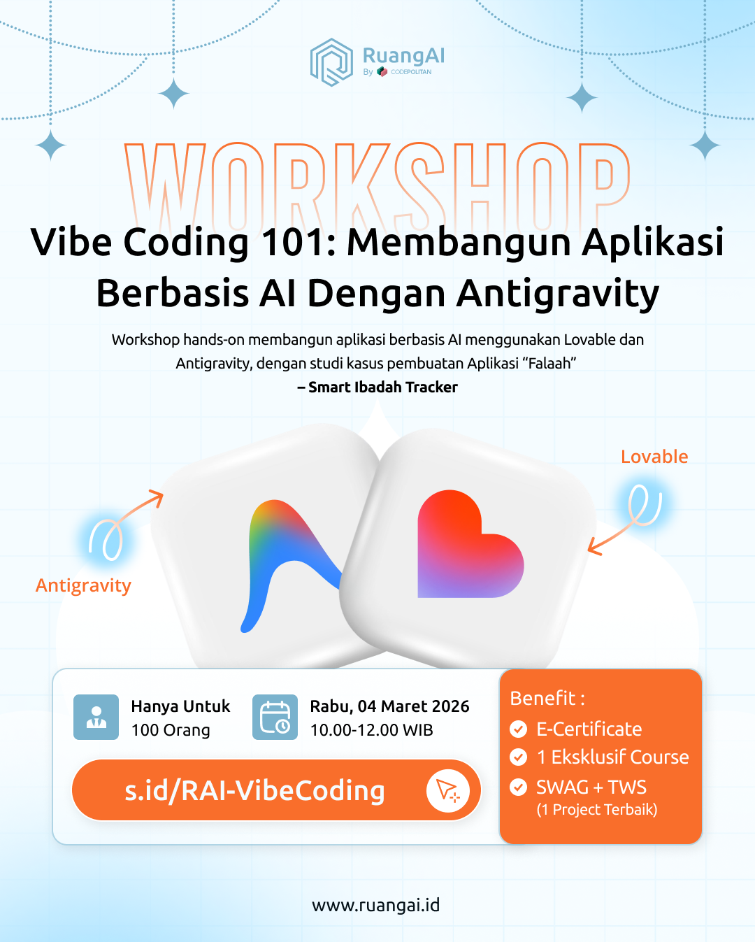 Workshop Premium & Gratis: Vibe Coding 101 Membangun Aplikasi Berbasis AI dengan Antigravity